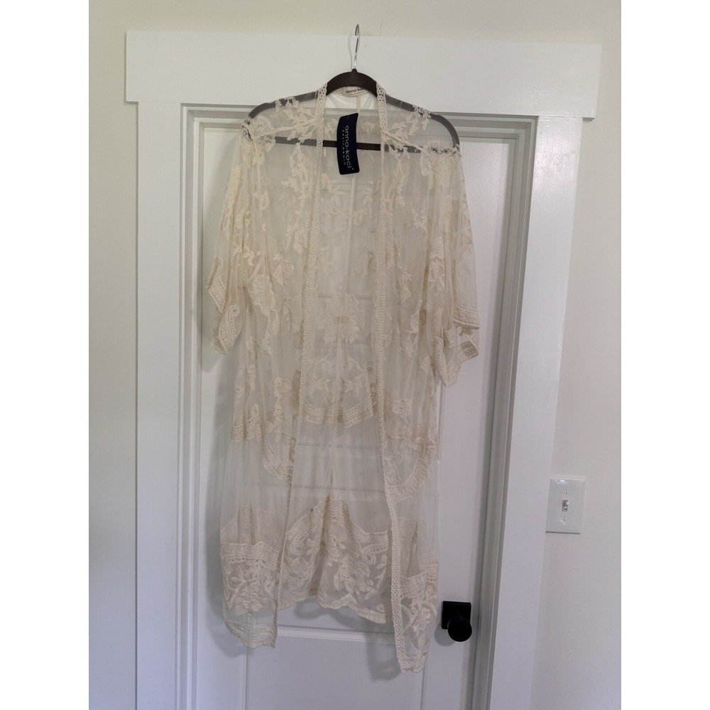 Anna-Kaci Floral Crochet Lace Cardigan Women‎ Sheer Boho OS